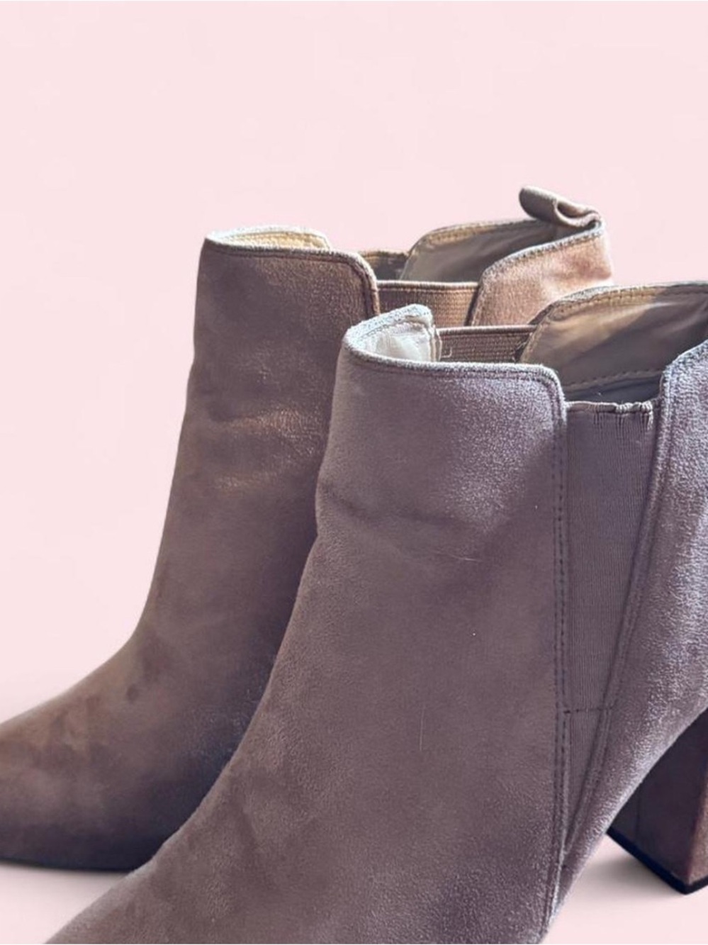 Women’s Taupe Suede Ankle Boots - Classic Block Heel